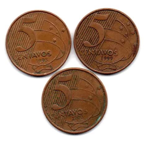 Numis Market 1998 1999 2000 Set 3 Moedas 5 Centavos