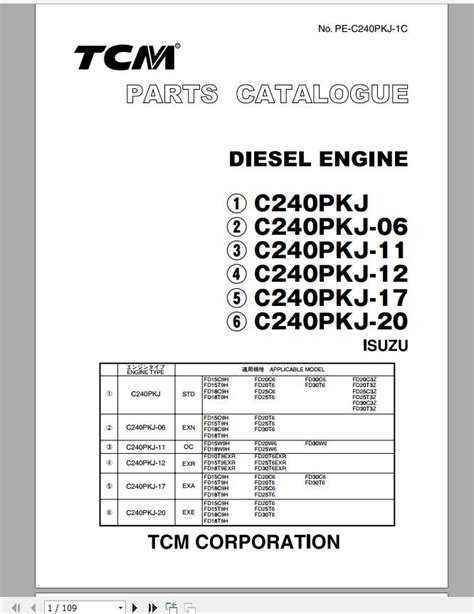 Tcm Forklift Fd30c3z Fd30t3z Part Catalog