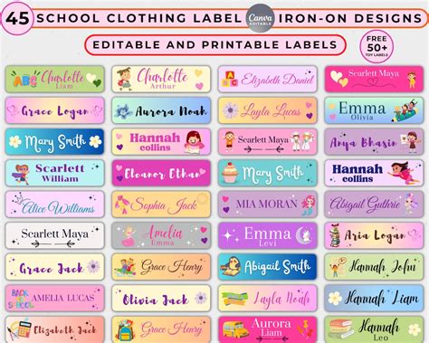 Printable Clothing Labels, Back to School Clothing Labels, Personalized ...