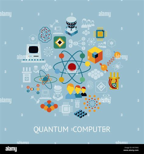 Digital Vector Quantum Computing And Qubits Icon Set Pack Illustration