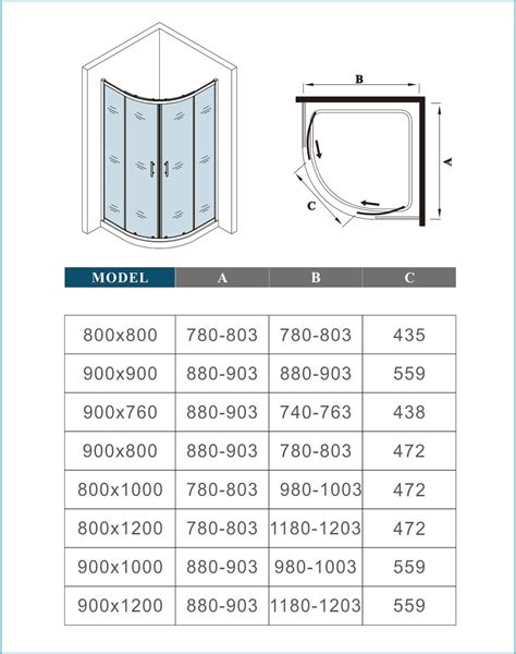 Quadrant Shower Enclosure Double Sliding Door Corner Entry — Aica