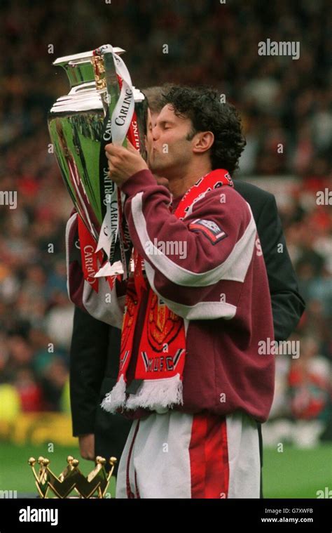 Ryan Giggs Manchester United Kisses The Carling Premiership Trophy
