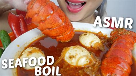 Asmr Seafood Boiled With Soft Boiled Eggs And Lobster Tails No Talking