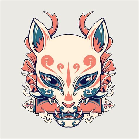 Premium Vector Japanese Kitsune Mask Vector Art