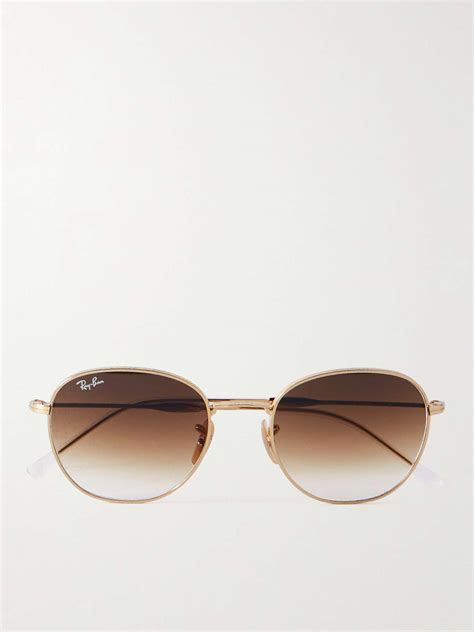 Ray Ban Round Frame Gold Tone Sunglasses For Men Mr Porter