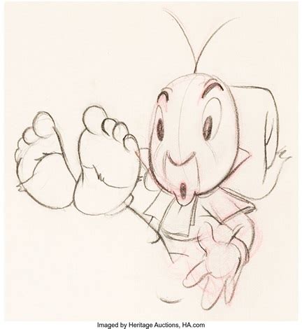 Pinocchio Jiminy Cricket Animation Drawing Walt Disney, 1940 by Walt ...