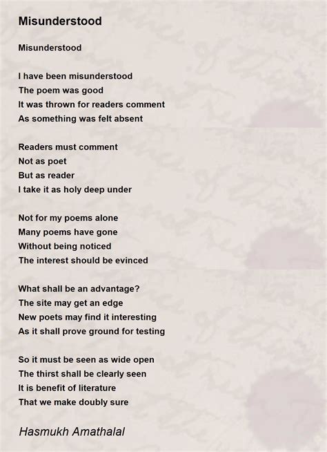 Misunderstood Misunderstood Poem By Mehta Hasmukh Amathaal Hot Sex Picture