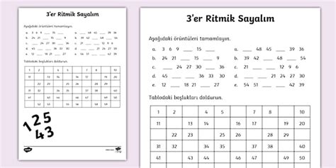 3 er Ritmik Sayma Etkinliği teacher made Twinkl