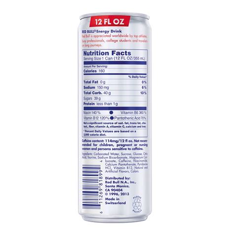 Red Bull Nutrition Facts 250ml Besto Blog