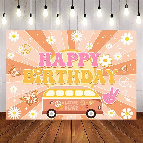 Amazon Avezano Groovy Birthday Backdrop Retro S Hippie Theme