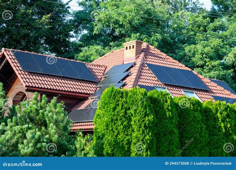 Solar Power Energy on the Roof To a Standard House Stock Photo - Image of collector, house ...