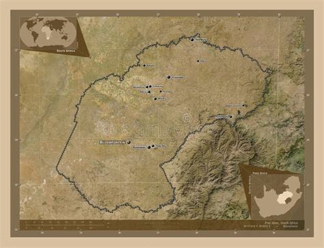 Free State South Africa Low Res Satellite Labelled Points Of Stock