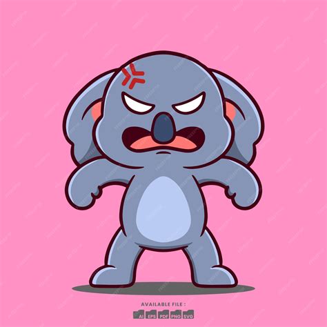 Premium Vector Cute Angry Koala Cartoon Illustration