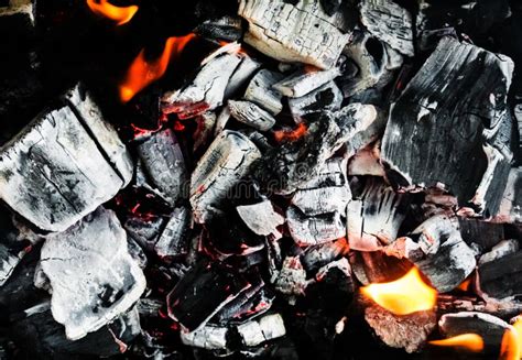 Smoldering Embers Of Fire Live Coals Burning Charcoal In The