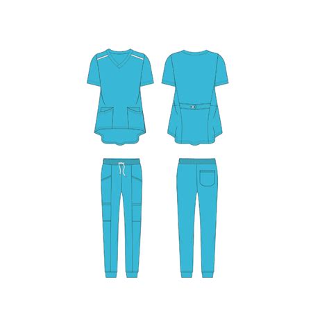 Medical Scrub Set Fashion Flat Templates Technical Drawings Etsy