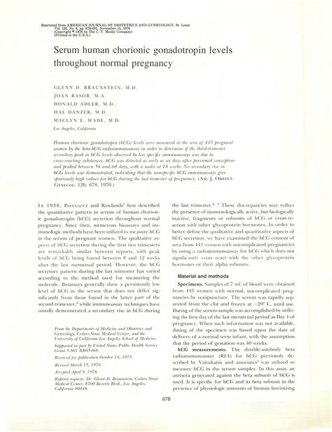 (PDF) Serum human chorionic gonadotropin levels throughout pregnancy