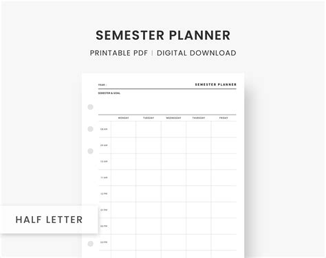 Semester Planner Printable School Planner Academic Planner Student