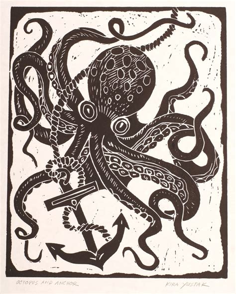 Octopus Linocut Prints Linocut Art