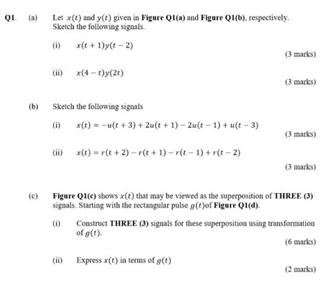 Solved Q1 A Let X T And Y T Given In Figure Q1 A And