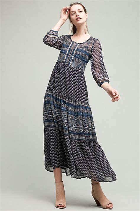 New Geometry Tiered Maxi Dress Anthropologie