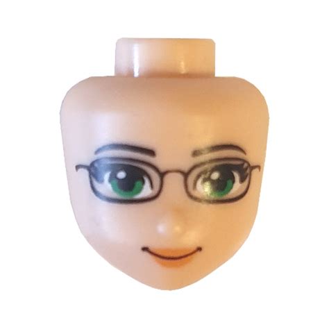 Lego Part Pr Minidoll Head With Green Eyes And Glasses Orange