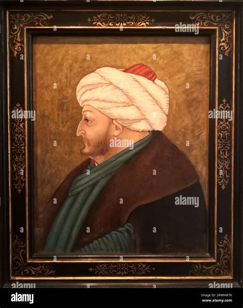 Fatih Sultan Mehmet oil on canvas, Portrait of Mehmed the Conqueror at Sabanci Museum Istanbul ...