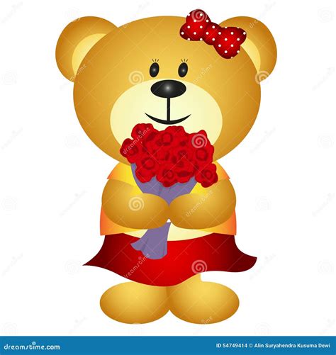 Girl And Bear Doll Cartoon Stock Illustration 75996544