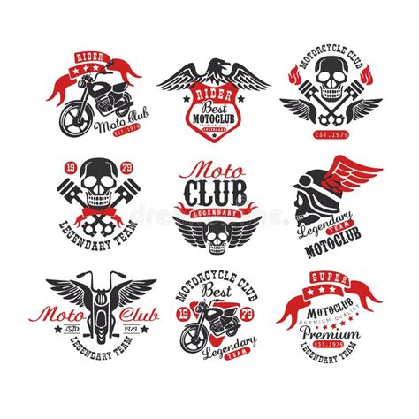 Sistema Del Logotipo Del Club De La Motocicleta Insignias Retras Para