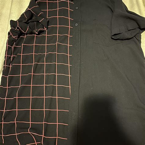 Hot Topic Black And Red Button Up Shirt With Grid Depop