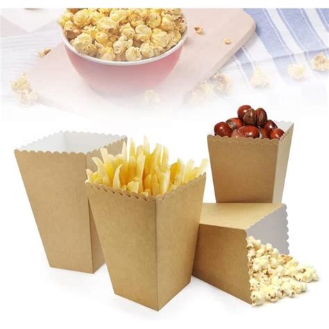 Pcs Bo Tes Pop Corn En Papier Kraft Recipient Pop Corn Tailles