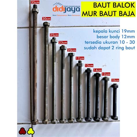 Jual Baut Blandar Baut Kayu Balok Baja Kunci 19mm Panjang 17cm MUR