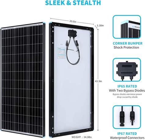 Renogy Solar Panel Watt Volt Eclipse Monocrystalline High