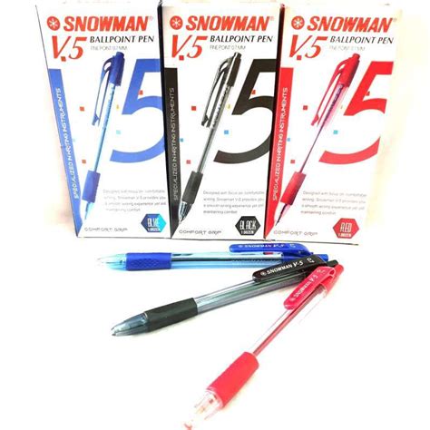 Jual Isi 12 Pulpen Bolpen Ballpoint Ballpen Cetekan Snowman V5 Hitam