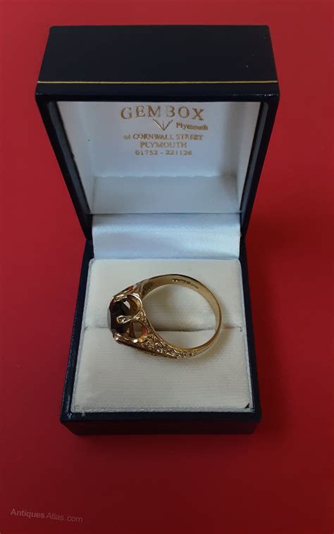 Antiques Atlas Vintage 9ct Gold Smokey Quartz Gents Ring