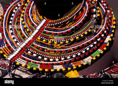 Maasai Necklace Detail Hand Beaded Maasi Mara Kenya Stock Photo