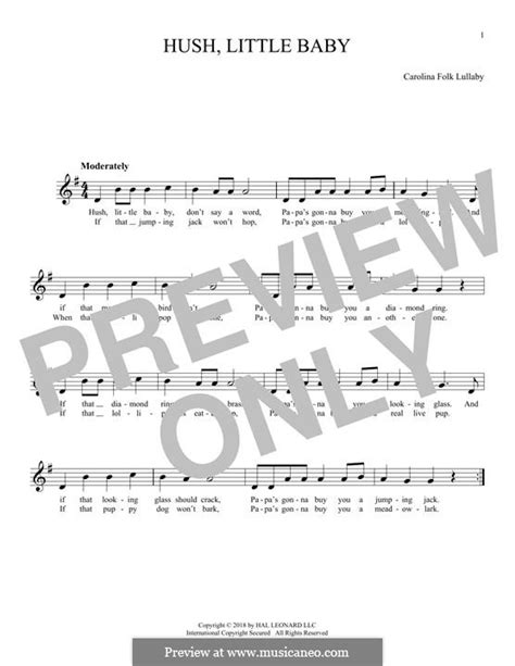 Hush, Little Baby by folklore - sheet music on MusicaNeo