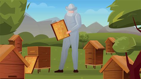 Apiary Horizontal Flat Composition 4454726 Vector Art at Vecteezy