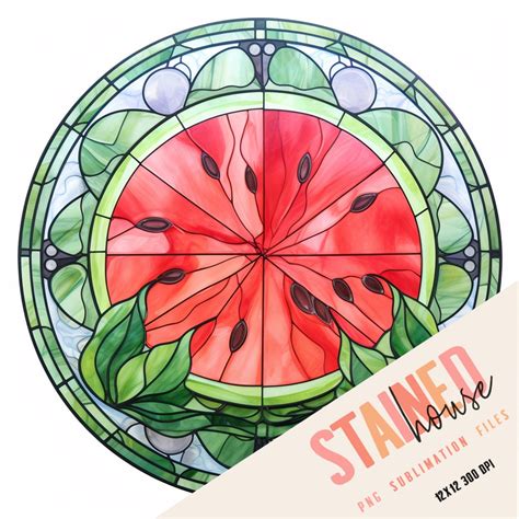 Fresh Watermelon Stained Glass PNG Design Faux Stained Glass Etsy