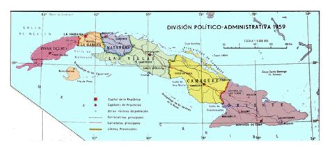 Detailed Administrative Map Of Cuba 1959 Cuba North America