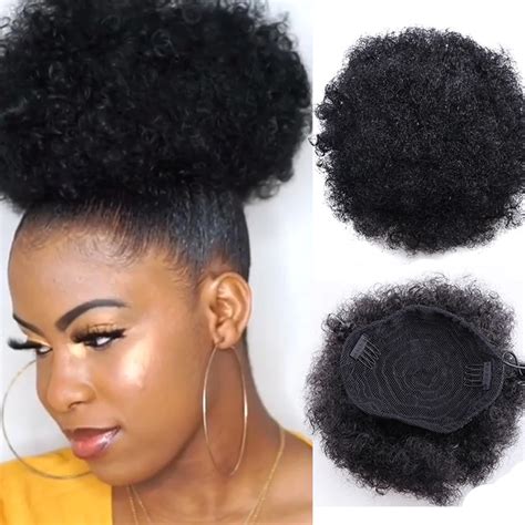 Inch Korte Afro Bladerdeeg Synthetisch Haar Broodje Chignon Haarstukje