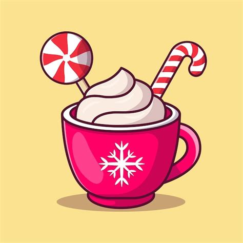 Premium Vector Winter Holiday Christmas Cup With Hot Drink Cartoon Vector Icon Illustration