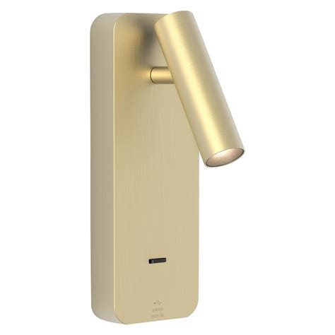 Enna Surface Square Switched Led Usb A C Wall Light Matt Gold W