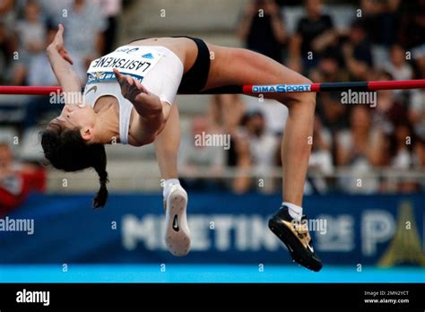 Russian Athlete Maria Lasitskene In Action During The Womens High Jump