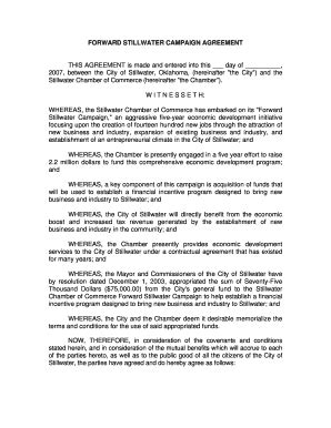 Fillable Online Stillwater Forward Stillwater Agreement The