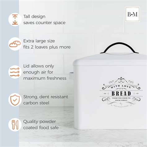 Buy Baie Maison Extra Large White Farmhouse Bread Box For Kitchen