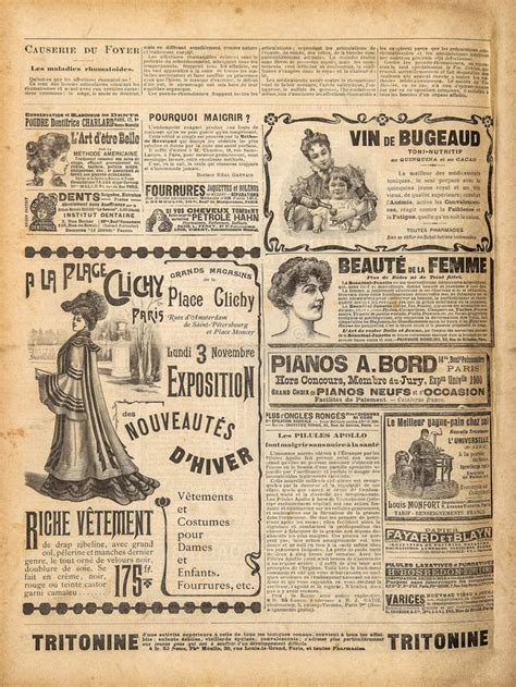 Fondo De Papel Usado Página De Periódico Antiguo Publicidad Vintage