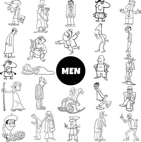 A Vast Compilation Of Black And White Comic Characters Depicting Men In