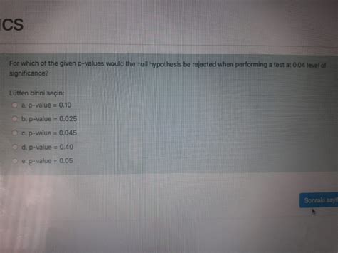 Solved ICS 0 04 Level Of For Which Of The Given P Values Chegg