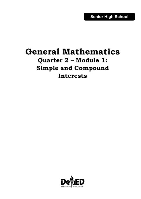 Gen Math 11 Q2 Mod1 Simple And Compound Interest Ce1ce2 General