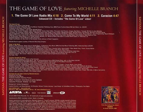 Car Tula Trasera De Santana The Game Of Love Featuring Michelle